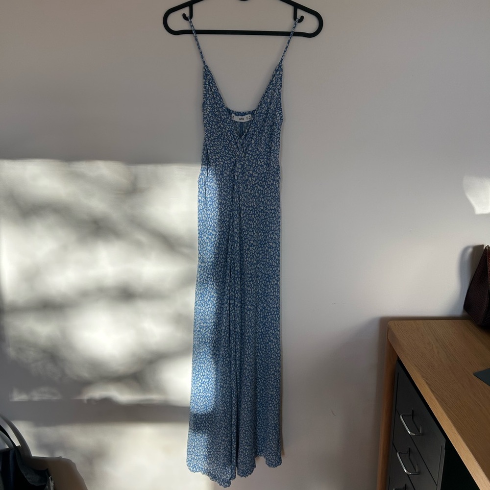 Mango Blue Floral Midi Dress XS